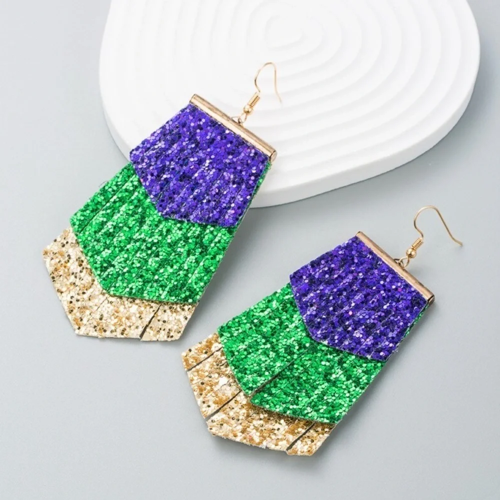 Sparkle and Shine at Mardi Gras: Dangle Glitter Earrings Extravaganza!